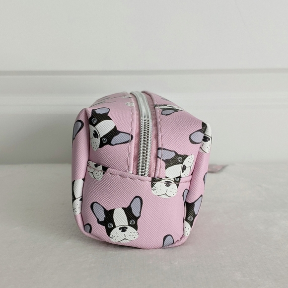 Boston Terrier Frenchie Small Cosmetic Pencil Case PVC Saffiano Pink NWT - Picture 8 of 14
